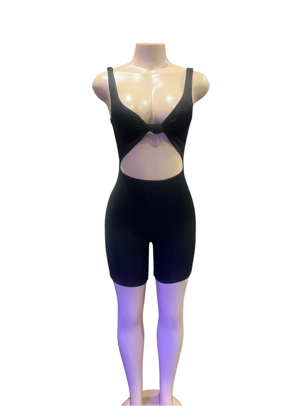 naked wardrobe Black Knot-Front Cutout Romper